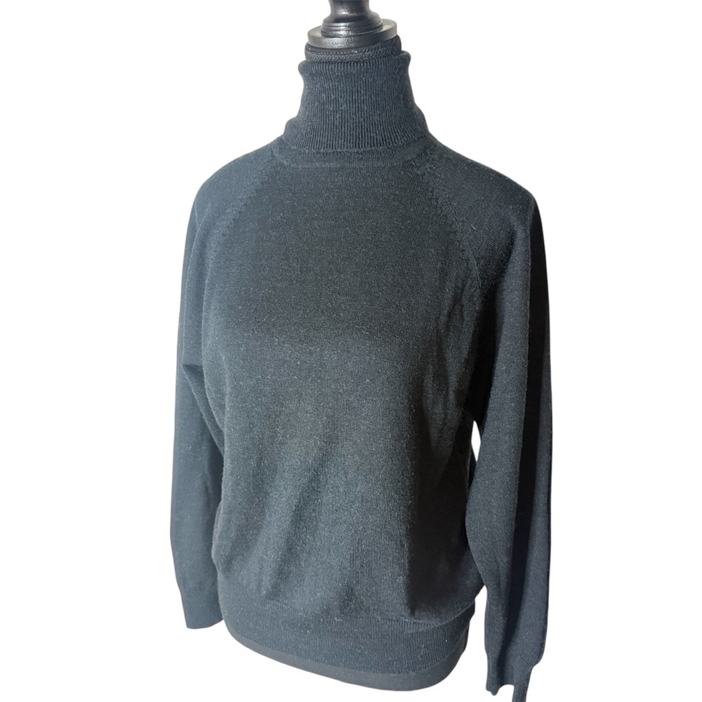 SCOOP Wool Blend Knit Turtleneck Pullover Sweater Black Size Medium